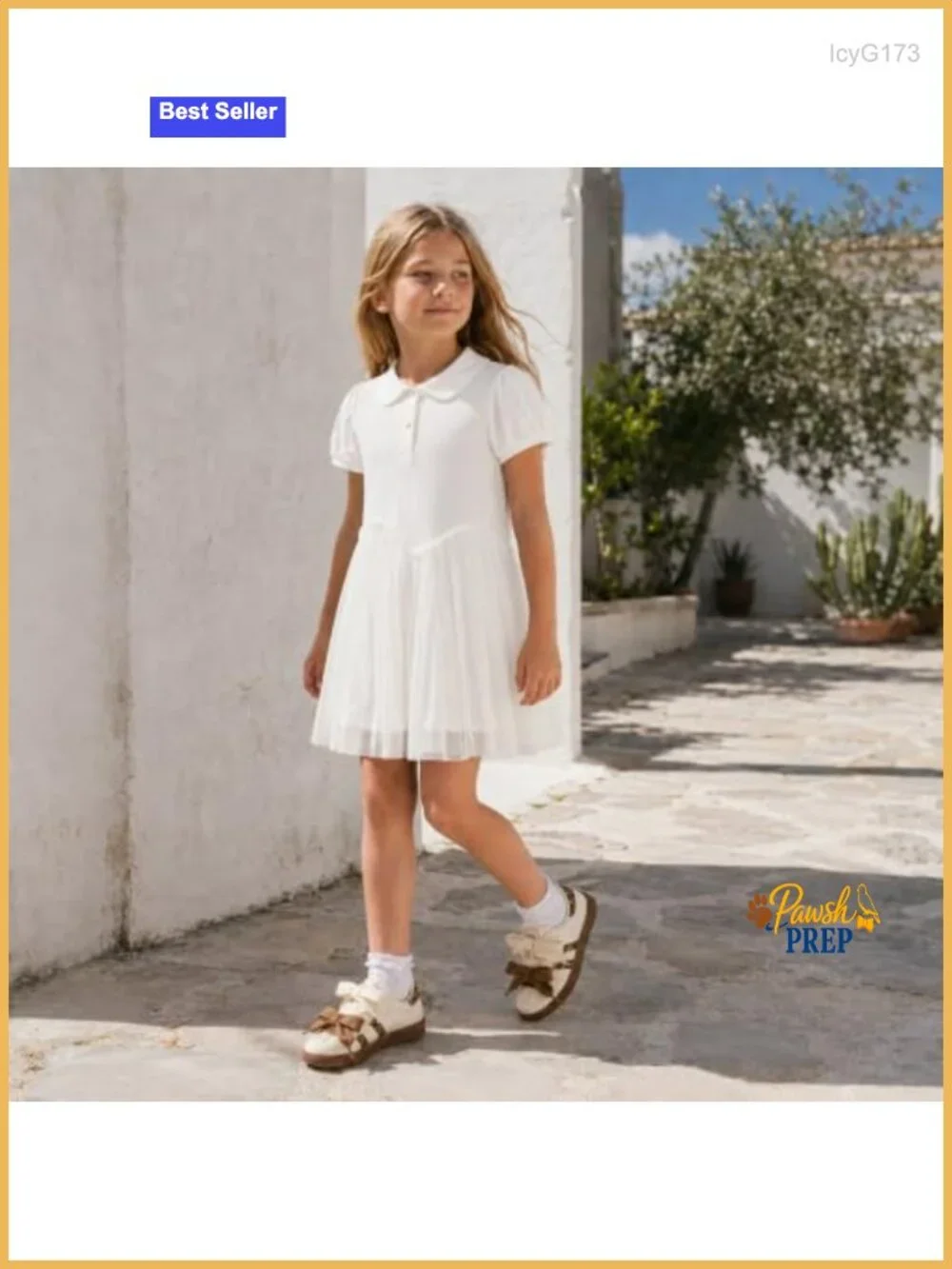 Girls Bow Sneakers Non-Slip Casual Shoes Hook-and-Loop Strap Textured Rubber